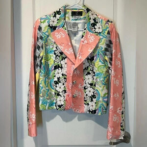 NWT Lorizoni Women’s‎ Blazer Jacket Floral Patchwork Crystal Embellished M